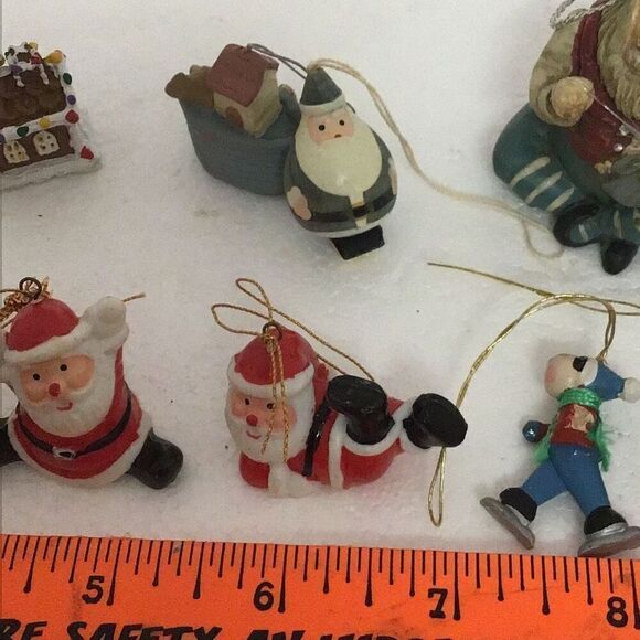 Various vintage, miniature, Santa, and gingerbread house ornaments - Picture 3 of 4